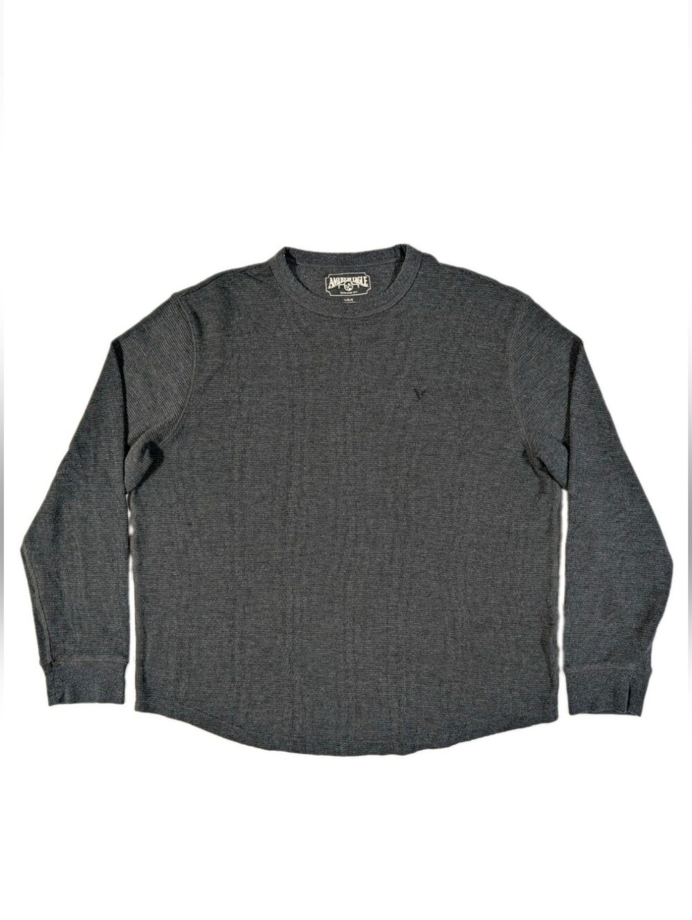 American Eagle Thermal Shirt Mens L Gray Long Sleeve Waffle Knit Cotton Blend